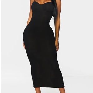 BRAND NEW Shape Black Rib Strappy Cup Detail Midaxi Dress
